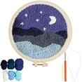 thumbnail image 1 of Punching Needle Embroidery Kits Moon Star Punch Needle Kit with Sewing Pinch Yarns Wood Hoop Shelf Stamped Embroidery Cloth Pattern Set for Adults Beginners Making Garments Pillow DIY Crafts diy, 1 of 5