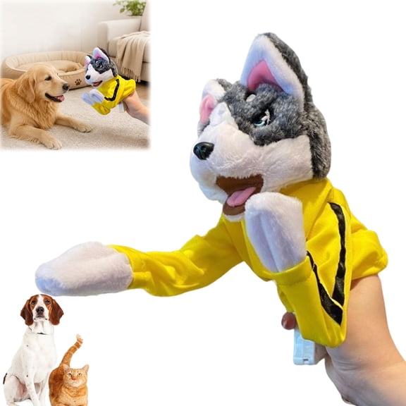 Punching Puppet Animal Boxing Puppet, Shark Puppets Kung Fu Husky Gloves with Sound, Interactive Hand Puppets, Funny Gifts for Small Dogs and Cats