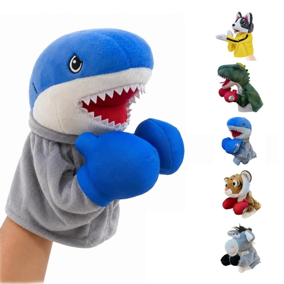 Punching Puppet Animal Boxing Puppet, Shark Puppets Kung Fu Husky Gloves with Sound, Interactive Hand Puppets for Small Dogs Cats (shark)