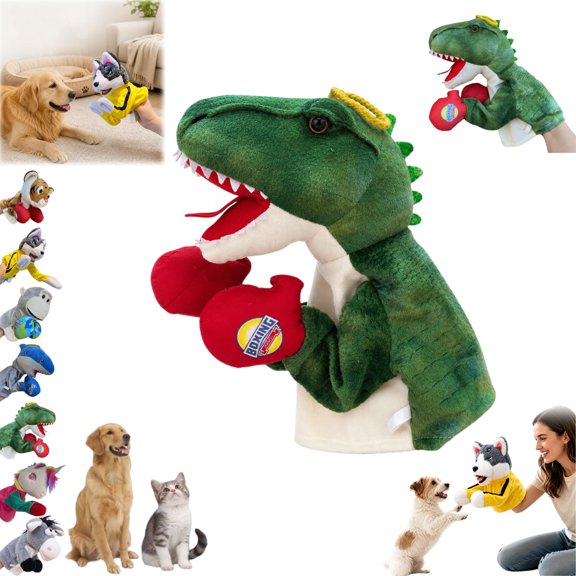 Punching Puppet Boxing Animal Puppet, Kung Fu Style Puppet with Sound‑Effect Gloves, Interactive Punching Hand Puppets, Funny Gifts for Small Dogs Cats