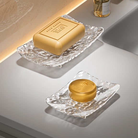 Punching Soap Box High End Bathroom Glaciers Patterned Soap Storage Rack | Drain Hole Design Soap Dishes Non Slip Base Long Lasting Soap Soap Tray for Family Traveling Gym, Bathroom Products