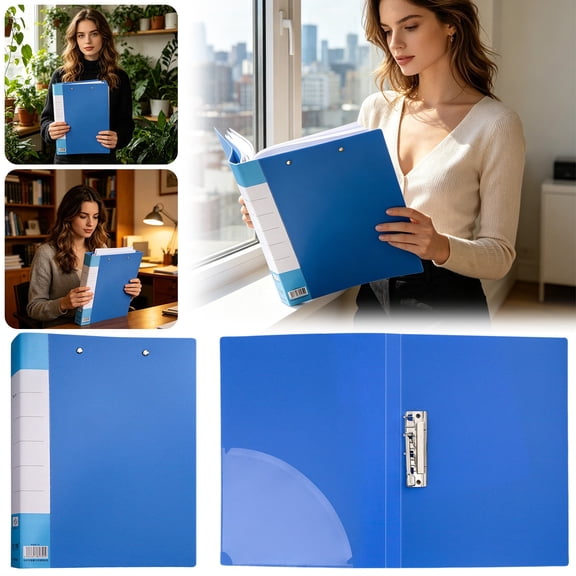 Punchless Clamp Binder, Ringless Binder Holds 100 Letter Size Pages, Documents, Folders for Documents, Folder with Double Metal Clips for Home or Office,Classroom Must Haves
