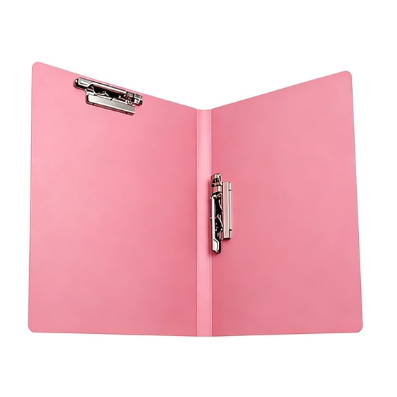 Punchless Clamp Binders,Plastic Binder with Double Clips,Paper Binders without Rings,Presentation Binder Cover,Ringless Binder with Metal Clip,Clips File Folder Report Cover for Letter Size,Pink
