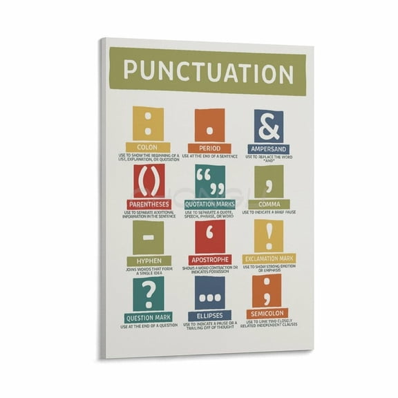 Punctuation Marks English Poster Classroom Posters Canvas Painting Wall Art Poster For Bedroom Living Room Decor