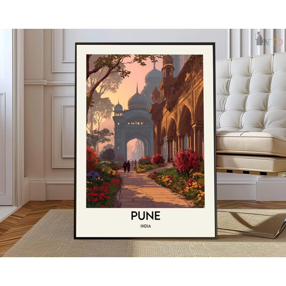 Pune India Poster, Maharashtra Skyline And Historic City Wall Art
