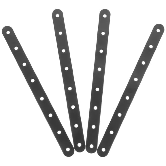 WRISTBIQUE 4Pcs Metal Mounting Plates Black Straight Brackets for Wood Cabinet Reinforcement