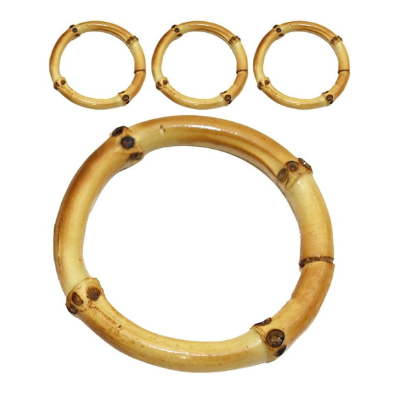 Pungan Bamboo Napkin Ring 4pcs Bamboo Round Napkin Holders Rustic Serviette Rings for Dinning Table(1.97"X1.97"X0.24")