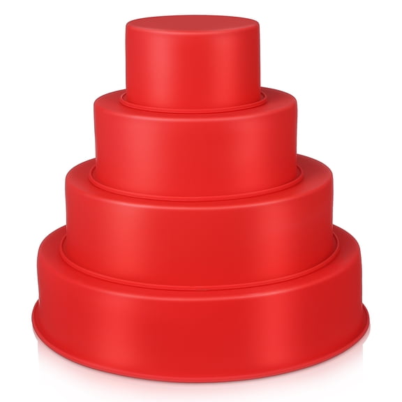 ELAYARD 4-Piece Red Silicone Cake Pan Set Nonstick Bakeware for Kitchen Baking Tools and Easy to Clean