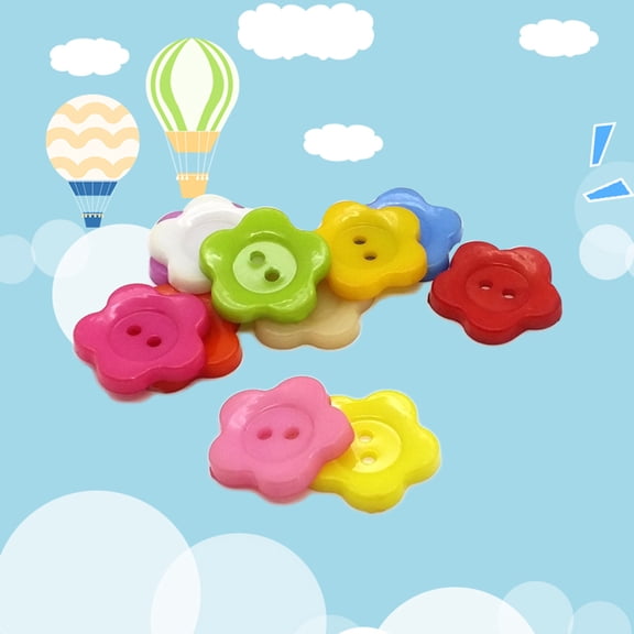 Pungan 100pcs Plastic Plum Blossom Flower Buttons for Garment Decoration, Mixed Colors, 0.51" x 0.51" x 0.08" Fasteners
