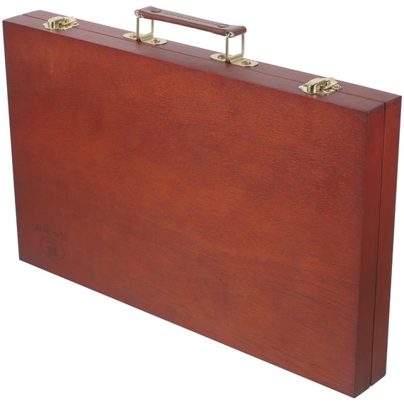 WRISTBIQUE Pen Storage Box Wood Painting Box Nut-brown 1Pack 14.54X9.04X1.77in
