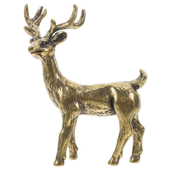 Pungan Elk Decor Brass Elk Statue Small Golden Reindeer Figurine for Home Office Bookshelf,2.48"X1.97"X1.18"