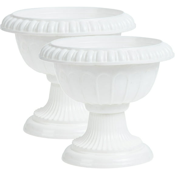 Pungan Roman Flower Pot 2pcs Plastic Urn Planter Roman Flower Pot for Garden Porch,6.3"X5.51"X4.33"