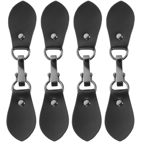 WRISTBIQUE Sweater Clasps Clothing Hook Buckles Artificial Leather Black 4Pcs