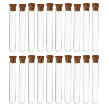 Pungan 35pcs Clear 5ml Test Tubes with Wood Stoppers, Science Lab Chemistry Tools, 2.95" x 0.47" Glass Tubes for Experiments