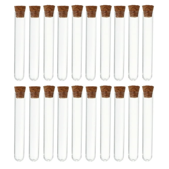 Pungan 35pcs Clear 5ml Test Tubes with Wood Stoppers, Science Lab Chemistry Tools, 2.95" x 0.47" Glass Tubes for Experiments