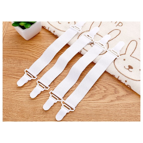 ELAYARD 4-Pack White Plastic Bed Sheet Clips Fasteners for Secure Sheet Holding at Home and Bedding Use