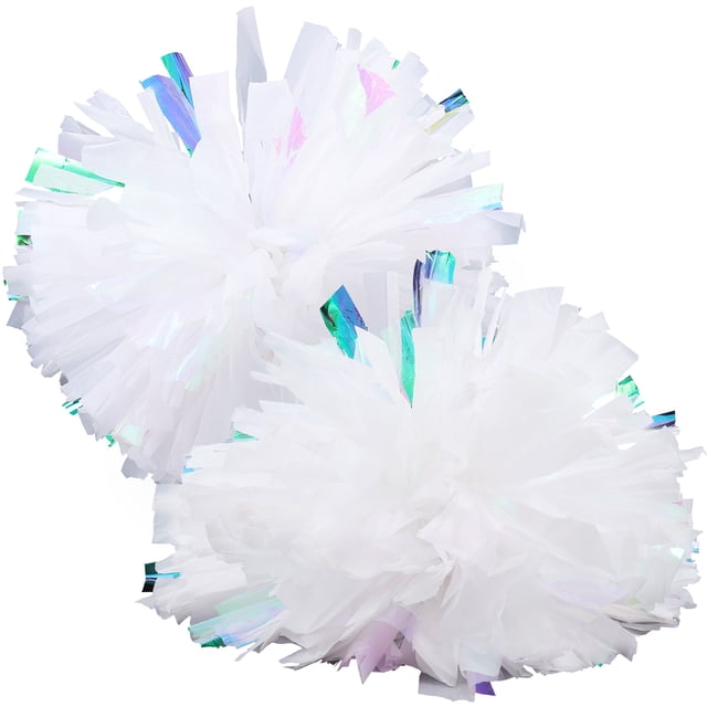 WRISTBIQUE Sport Pompoms Cheerleader Pom Poms PE White Event Organizers Parties 2Pcs