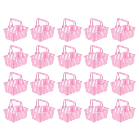 WRISTBIQUE Toy Basket Mini Shopping Basket Pink Plastic 20Pcs 6.50X4.50X3.50CM