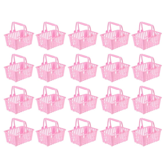 WRISTBIQUE Toy Basket Mini Shopping Basket Pink Plastic 20Pcs 6.50X4.50X3.50CM