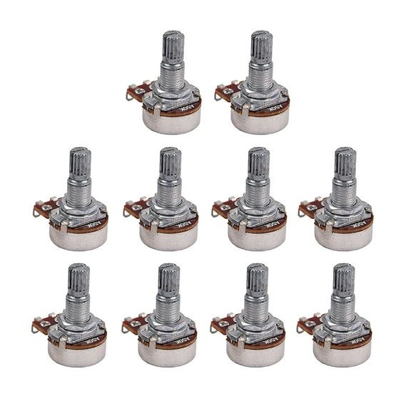 Pungan potentiometer a50k 10pcs A50k Full Size Bass Pots Potentiometer Long Knurled Split Shaft Audio Taper Low Friction for Guitar Bass,1.06"X0.87"X0.67"