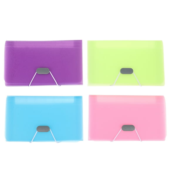 Pungan receipt organizer 4pcs Mini File Folder Accordion File Container Plastic File Folders Portable Receipt Holder Organizer(A6),7.01"X4.17"X1.18"