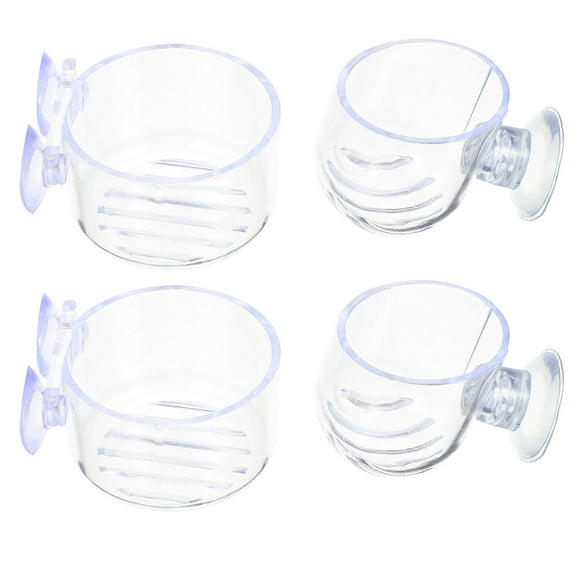 Pungan red worm feeder cup Aquarium Red Worms Feeder, Acrylic Planter with Suction Cup for Fish Tank, 4Pcs,1.97"X1.97"X1.18"
