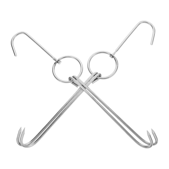 WRISTBIQUE 2Pcs Plated Silver Stainless Steel Meat Hooks for Hanging Roast Duck Bacon and Poultry