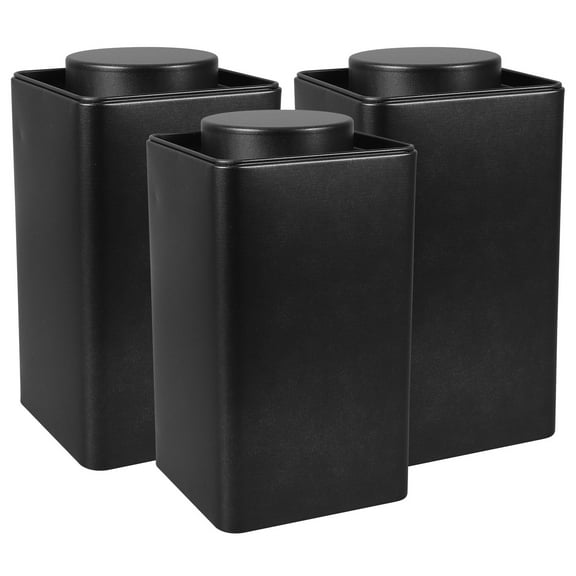 WRISTBIQUE Elegant Black Tea Canister Set for Loose Leaf Storage Tinplate 3 Pieces