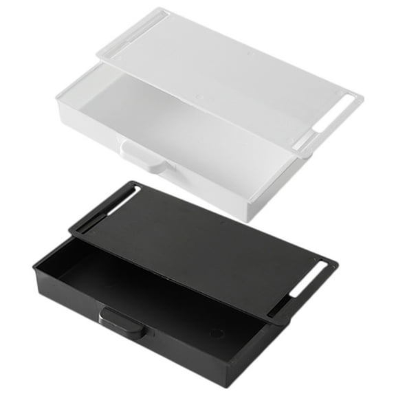 Pungan under desk drawer 2Pcs Adhesive Under Desk Drawer for Office/Home - White,9.25"X4.13"X1.38"