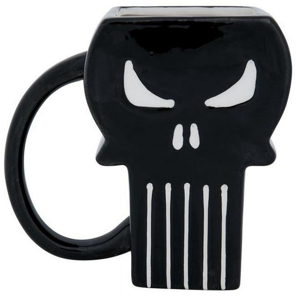 Punisher 16 oz Logo Molded Mug, Black & White