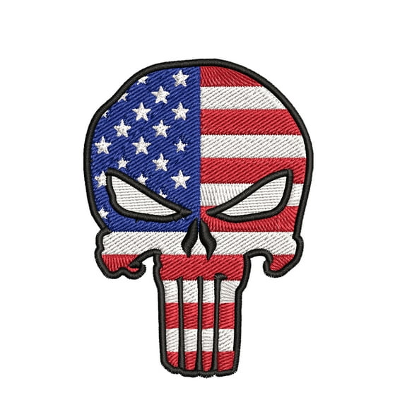 Punisher American USA Flag Embroidered Iron-on Patch