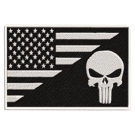 Punisher American USA Flag Embroidered Iron-on Patch