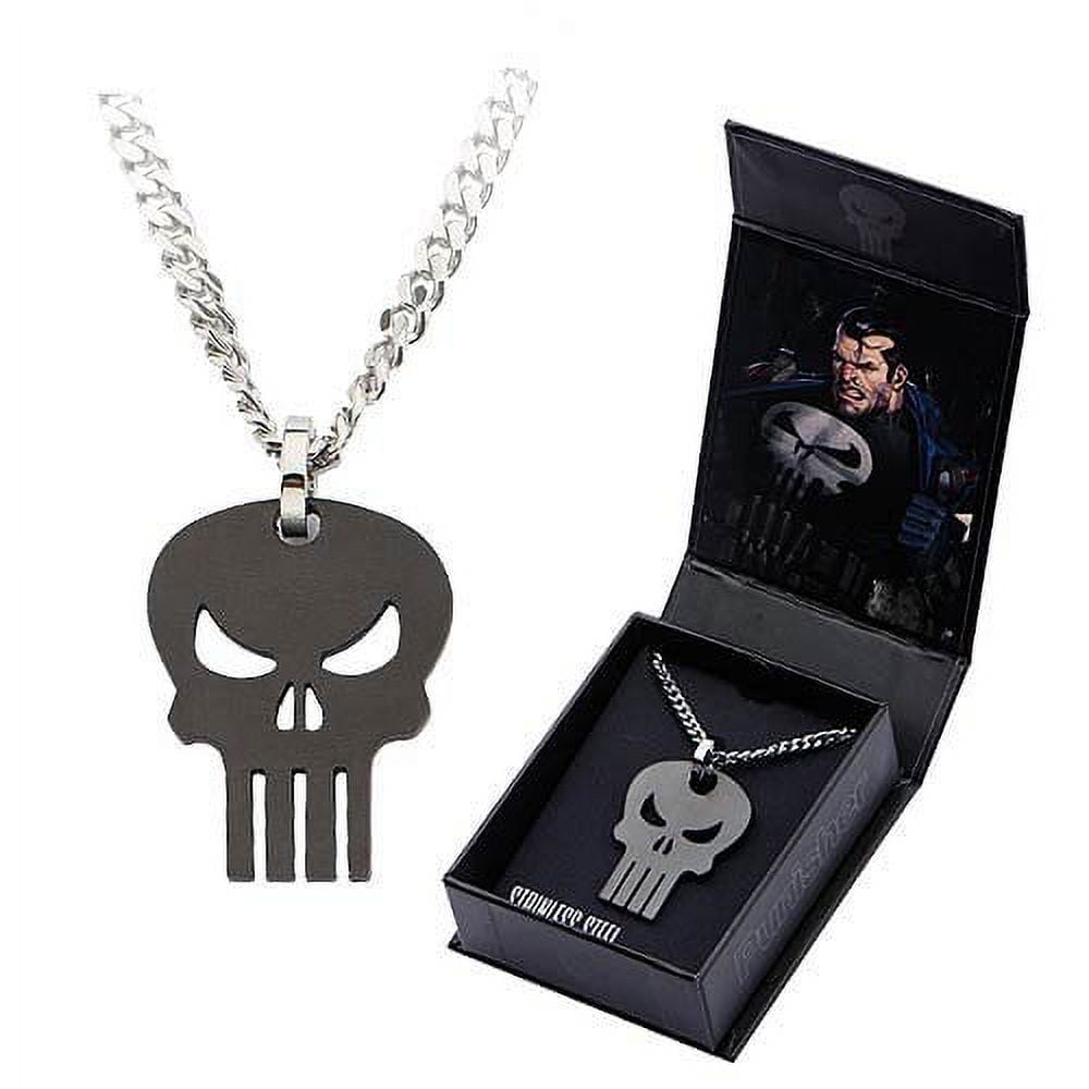 Punisher Black Skull Pendant with Chain Necklace Walmart