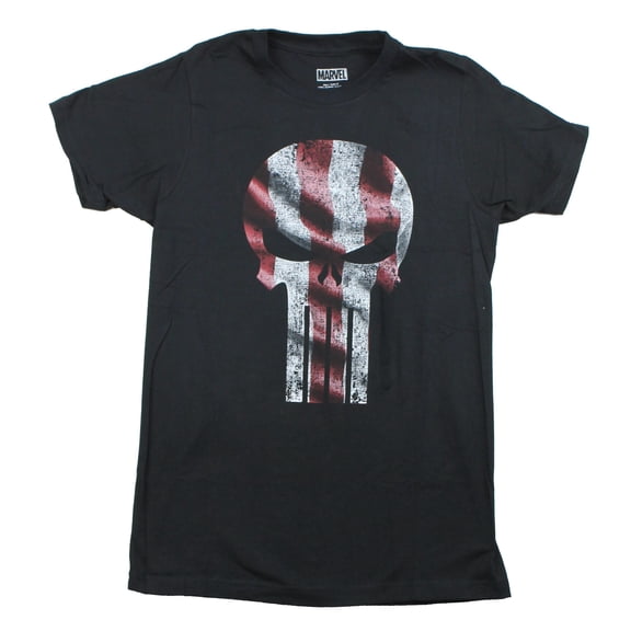 Punisher (Marvel Comics) Mens T-Shirt - American Flag Style Skull Logo