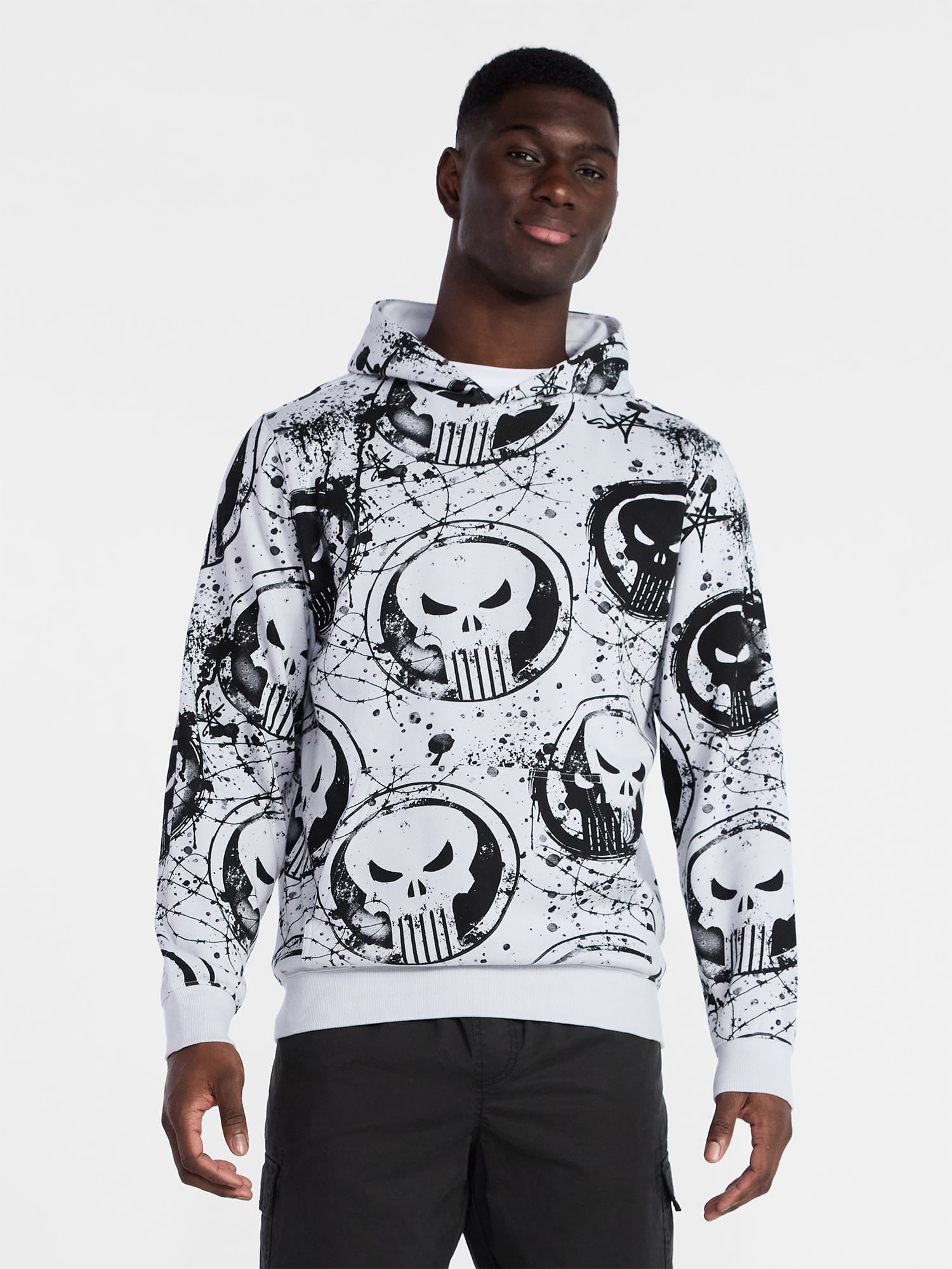 Punisher Men's and Big Men's Graphic Fleece Hoodie with Long Sleeves, Sizes XS-4XL