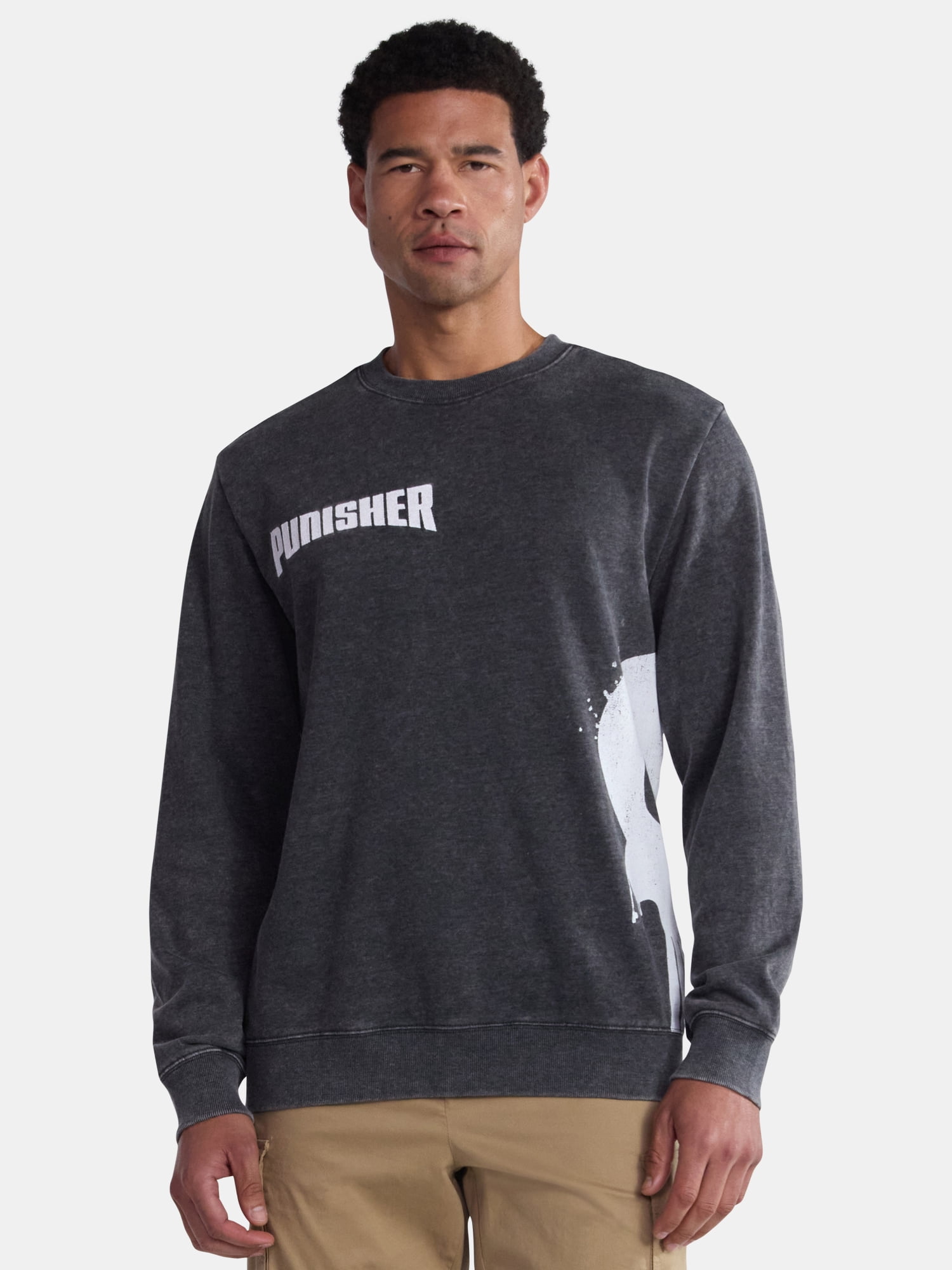 Punisher Men's and Big Men's Front to Back Graphic Sweatshirt with Long Sleeves, Sizes XS-3XL