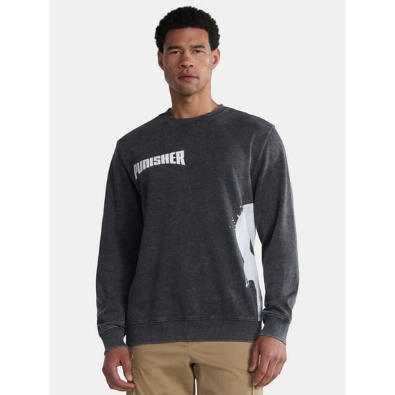 Punisher Men's and Big Men's Front to Back Graphic Sweatshirt with Long Sleeves, Sizes XS-3XL