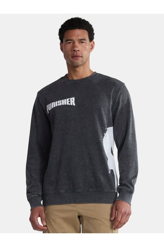 Punisher Men's and Big Men's Front to Back Graphic Sweatshirt with Long Sleeves, Sizes XS-3XL