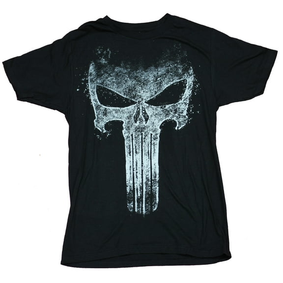 Punisher Mens T-Shirt - Distressed Punisher Painted Sprayed Image (Large)