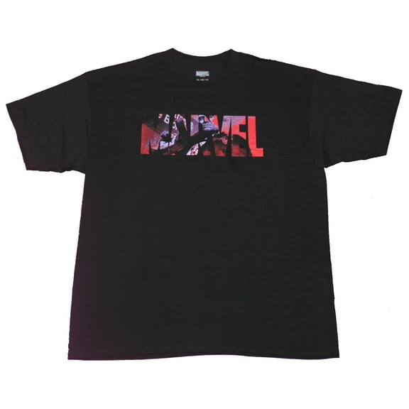 Punisher Mens T-Shirt- Punisher Images Inside the Marvel Logo (Small)