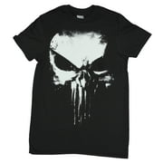 MAD ENGINE Punisher Mens T-Shirt - Splattered Half in Shadow Skull Logo (3X-Large)