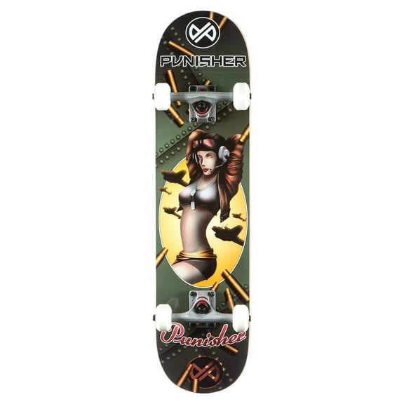Punisher Skateboards Bomber Girl 31.5 In. x 7.75 In. ABEC-7 Deep Concave Canadian Maple Complete Skateboard