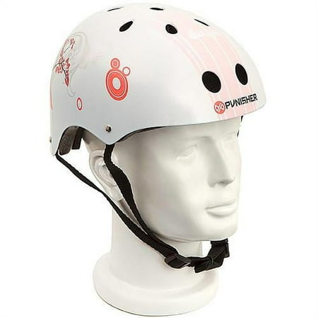 Punisher Skateboards Cherry Blossom Pink and White Adjustable All-Sport Skate-Style Helmet, Medium