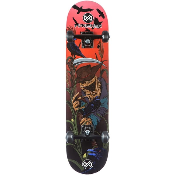 Punisher Skateboards Scarecrow 31.5" x 7.75" ABEC-7 Deep Conave Canadian Maple Complete Skateboard