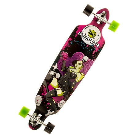 Punisher Skateboards Zombie 40 In. Longboard, Double Kick with Drop Down Deck and ABEC-9 Bearings
