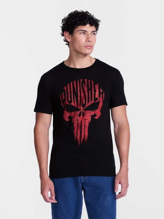 Punisher Men's and Big Men's Skull Cotton Graphic Tee with Short Sleeves, Sizes S-3XL