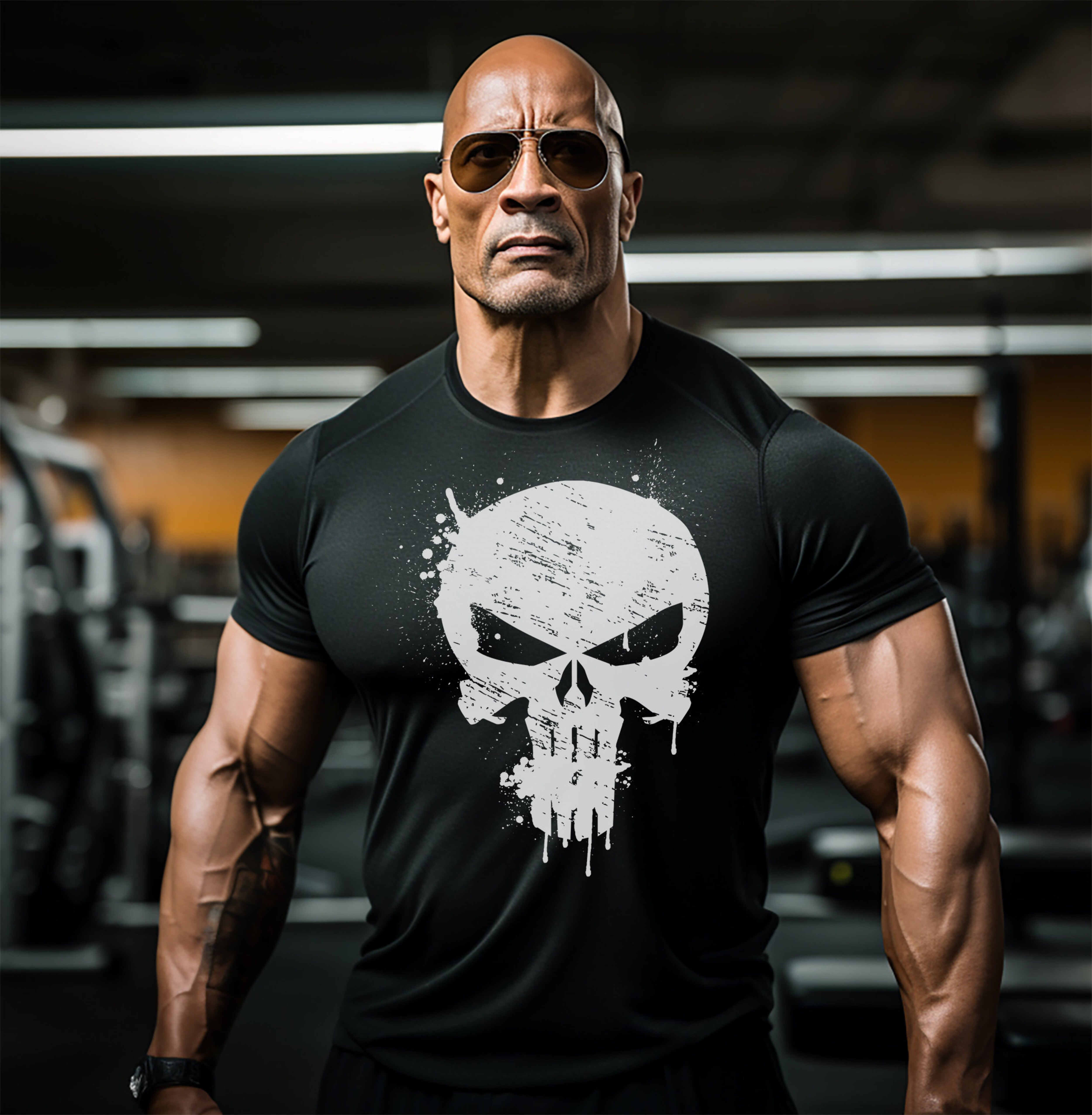 Punisher Skull Splatter Gym T Shirt for Men Movie Cartoon Themed Workout Training Top Perfect for Fitness and Pop Culture Fans Gym Shirt Walmart