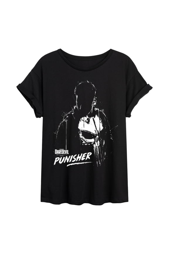 -  The Punisher Silhouette - Juniors Oversized Graphic T-Shirt