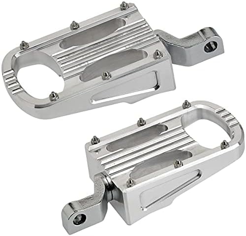 CONVEVILLE 1.25" Stainless Steel Highway Foot Pegs For Harley & Other Bikes - 360° Rotating, 270° Adjustable, 90° Foldable (2-Pack, White)