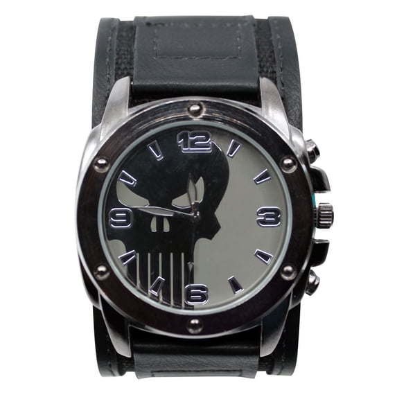 Punisher wtchpunsymdualfas Punisher Symbol Watch with Dual Fasten Adjustable Strap